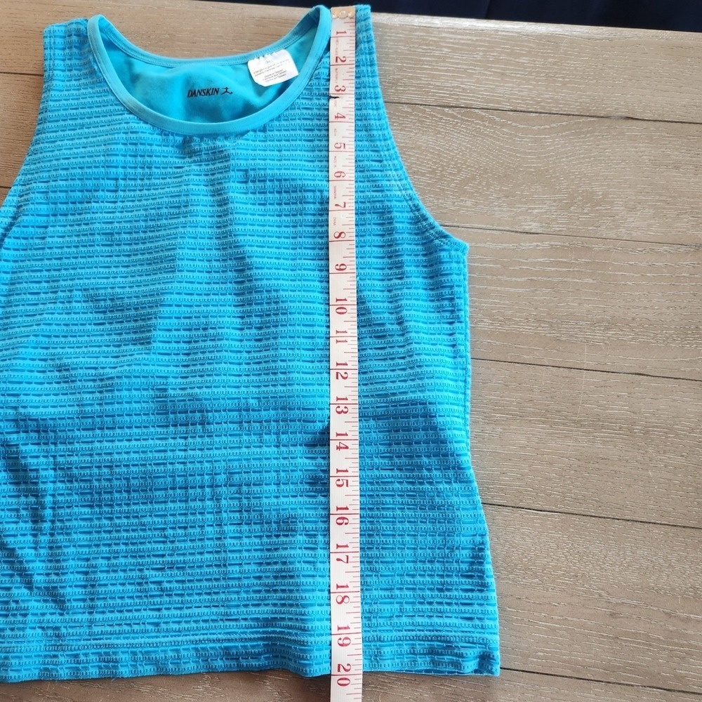 Danskin XL Active Tank Top Blue Sleeveless Athletic Layering‎ Built-in Bra - Picture 9 of 12
